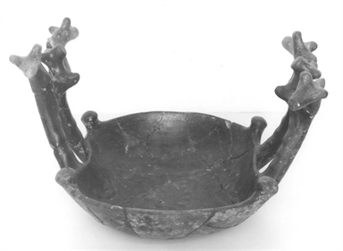 tazza attingitoio con anse a protomi zoomorfe